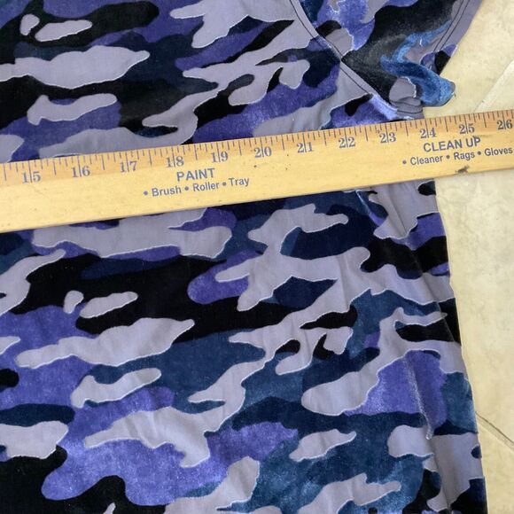 Free People We the Free Cammo velvet Tee Size S  Blue / blk Burnout Short Sleeve - Picture 9 of 9